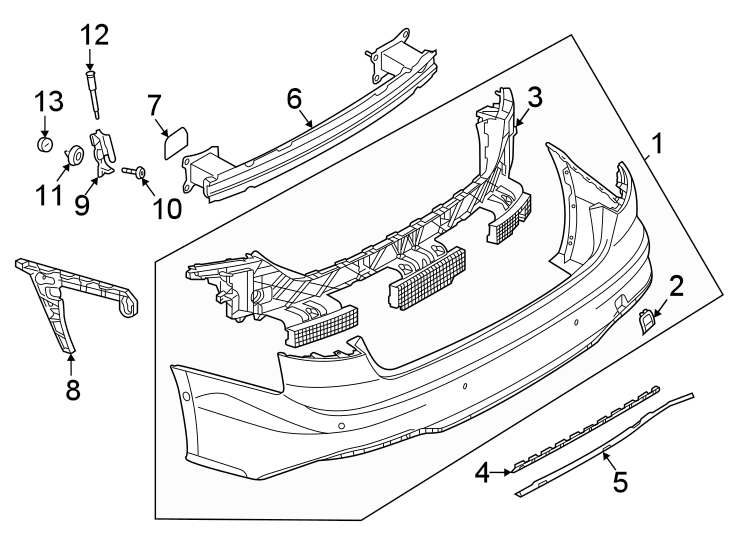 Rear bumper. Bumper & components.