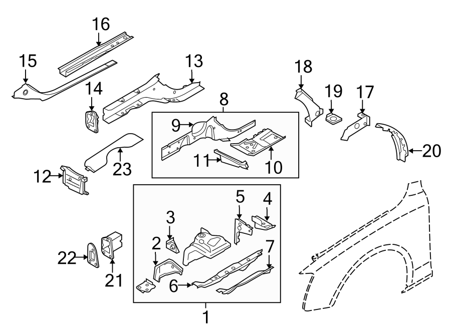 FENDER. STRUCTURAL COMPONENTS & RAILS.