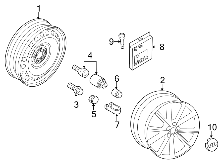 Diagram WHEELS. COVERS & TRIM. for your Audi SQ5  