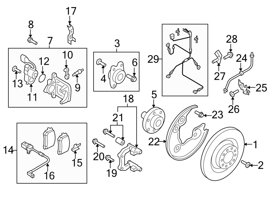 Diagram REAR SUSPENSION. BRAKE COMPONENTS. for your Audi S7  