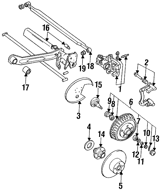 REAR SUSPENSION. BRAKE COMPONENTS.