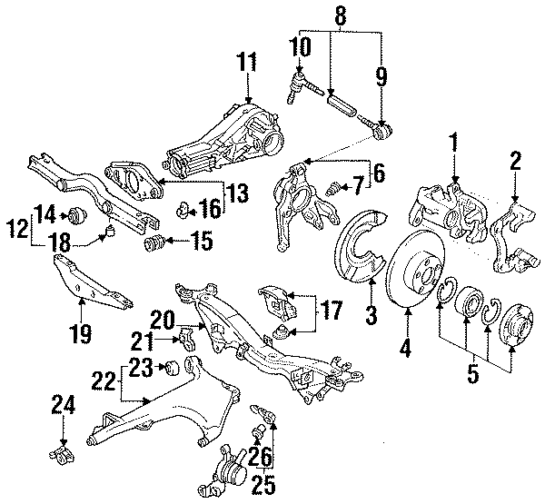 REAR SUSPENSION. BRAKE COMPONENTS.