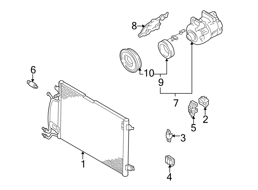 AIR CONDITIONER & HEATER. COMPRESSOR & LINES. CONDENSER.