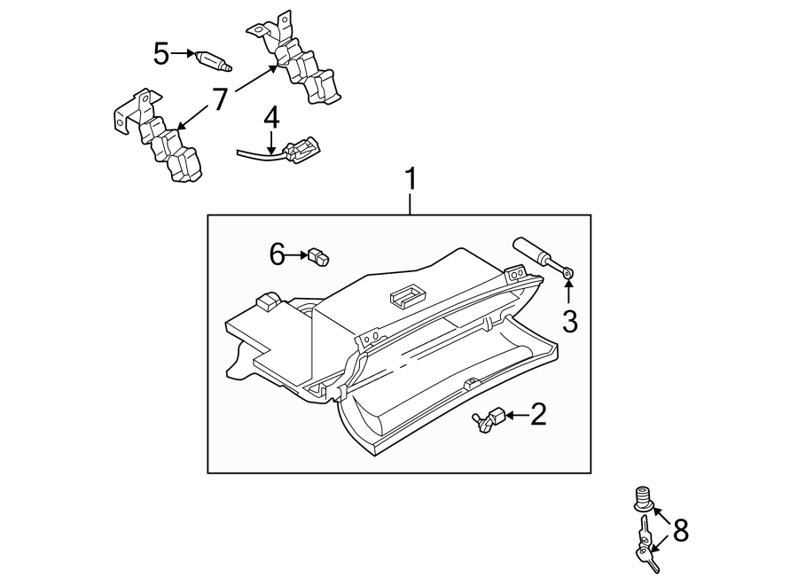 Full size assembly image of INSTRUMENT PANEL. GLOVE BOX. (1/1)