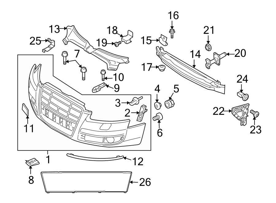 19FRONT BUMPER & GRILLE. BUMPER & COMPONENTS.https://images.simplepart.com/images/parts/motor/fullsize/1352005.png