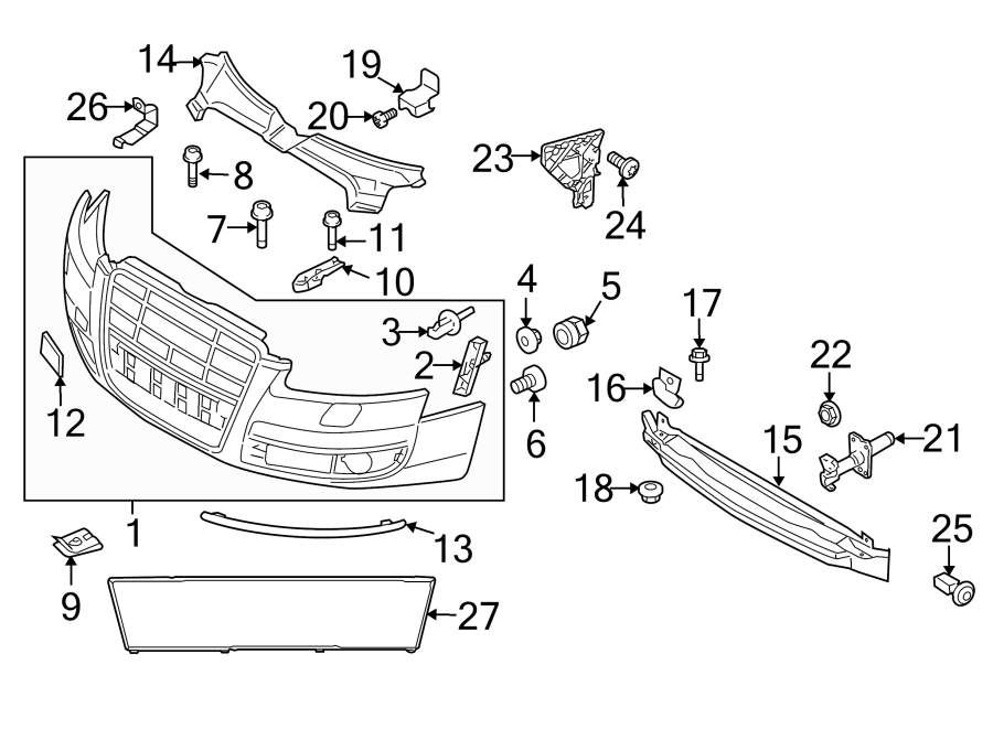 8FRONT BUMPER & GRILLE. BUMPER & COMPONENTS.https://images.simplepart.com/images/parts/motor/fullsize/1352006.png