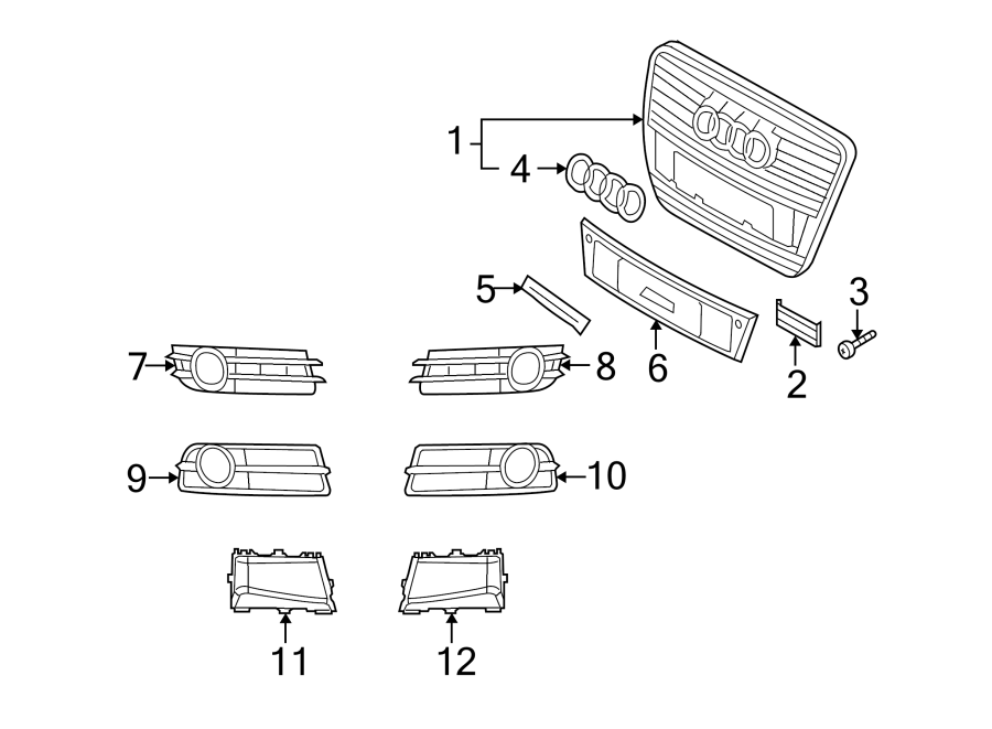 5Front bumper & grille. Grille & components.https://images.simplepart.com/images/parts/motor/fullsize/1352010.png