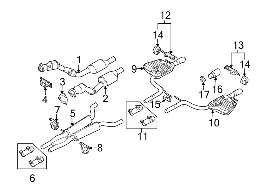 Diagram EXHAUST SYSTEM. EXHAUST COMPONENTS. for your Audi RS4  