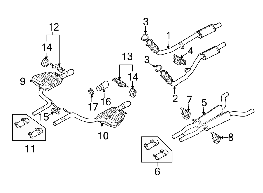 Diagram EXHAUST SYSTEM. EXHAUST COMPONENTS. for your Audi RS4  