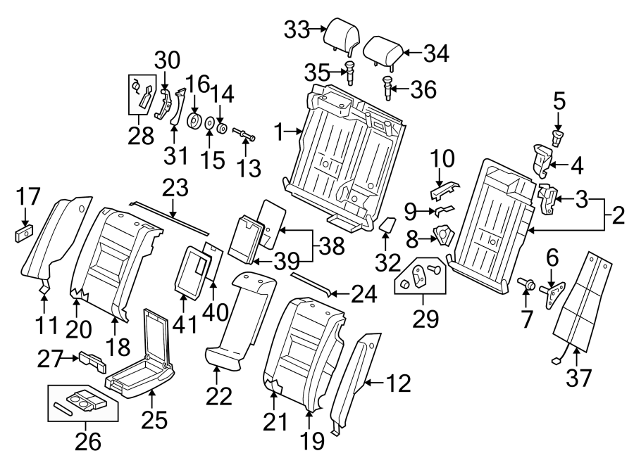 SEATS & TRACKS. REAR SEAT COMPONENTS.