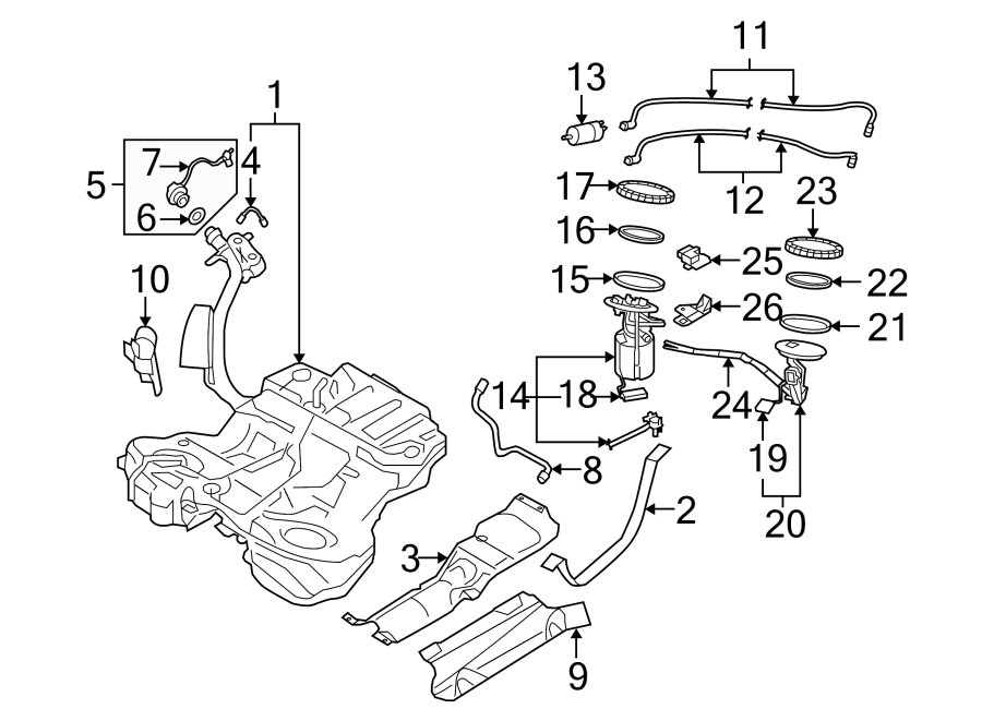 Diagram FUEL SYSTEM COMPONENTS. for your Audi A7  