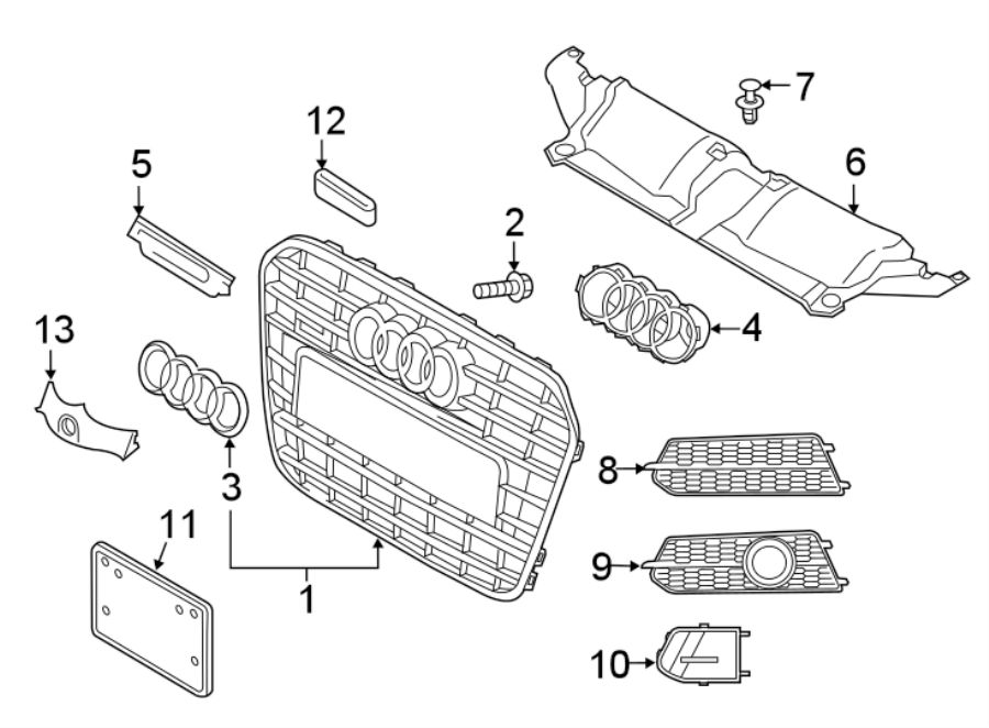 6Front bumper & grille. Grille & components.https://images.simplepart.com/images/parts/motor/fullsize/1353013.png