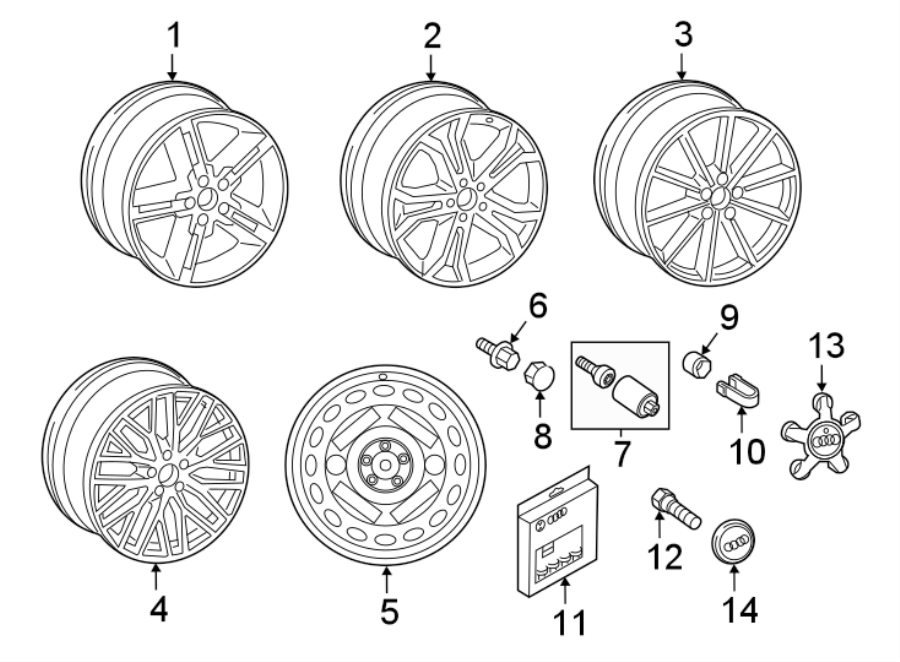 Diagram WHEELS. COVERS & TRIM. for your Audi SQ5  