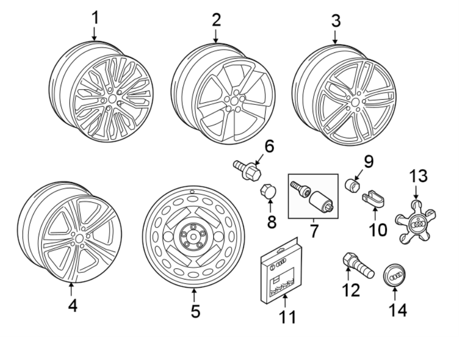 Diagram Wheels. Covers & trim. for your Audi SQ5  