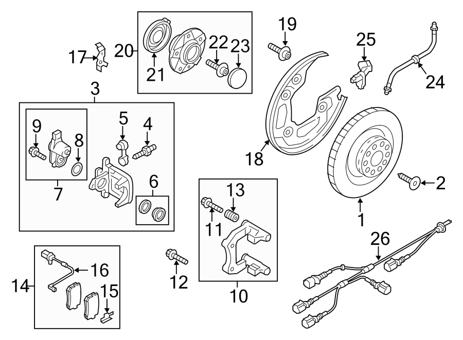 REAR SUSPENSION. BRAKE COMPONENTS.