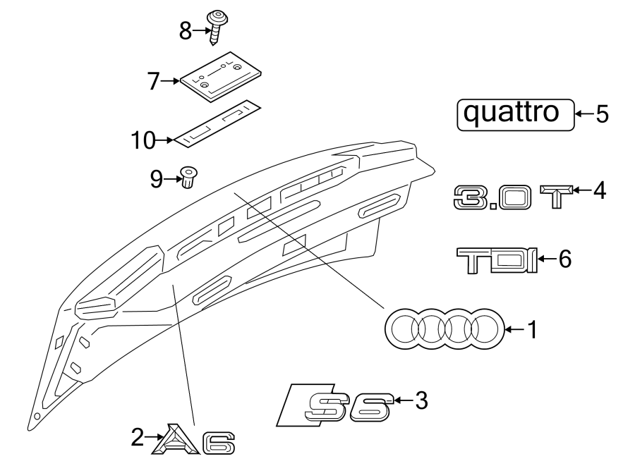 Diagram TRUNK LID. EXTERIOR TRIM. for your Audi RSQ8  