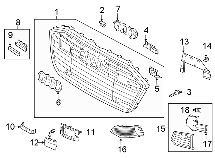 12FRONT BUMPER & GRILLE. GRILLE & COMPONENTS.https://images.simplepart.com/images/parts/motor/fullsize/1354015.png