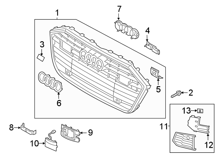 3Front bumper & grille. Grille & components.https://images.simplepart.com/images/parts/motor/fullsize/1354017.png