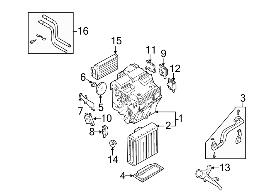 AIR CONDITIONER & HEATER. EVAPORATOR & HEATER COMPONENTS.