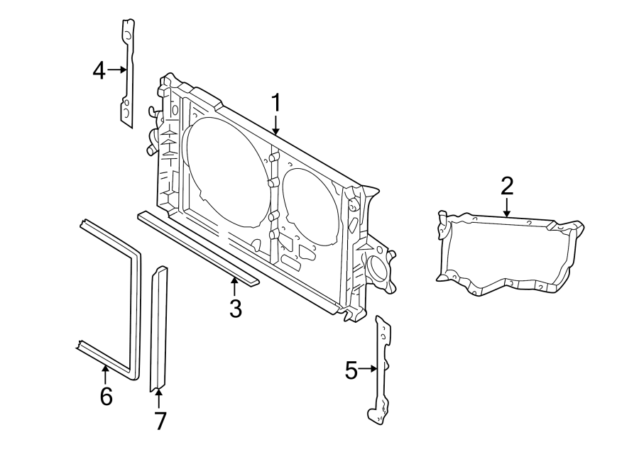 Full size assembly image of RADIATOR SUPPORT. (1/1)