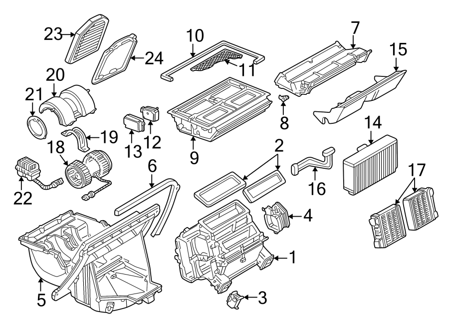 14AIR CONDITIONER & HEATER. EVAPORATOR & HEATER COMPONENTS.https://images.simplepart.com/images/parts/motor/fullsize/1360080.png