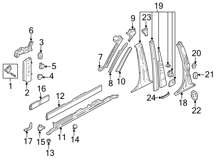 PILLARS. ROCKER & FLOOR. CENTER PILLAR. HINGE PILLAR.