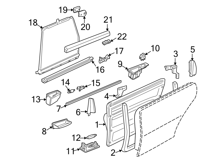 14Rear door. Interior trim.https://images.simplepart.com/images/parts/motor/fullsize/1360395.png