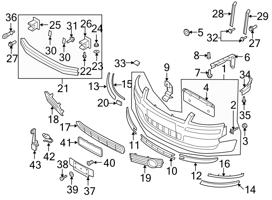 3FRONT BUMPER. BUMPER & COMPONENTS.https://images.simplepart.com/images/parts/motor/fullsize/1361005.png