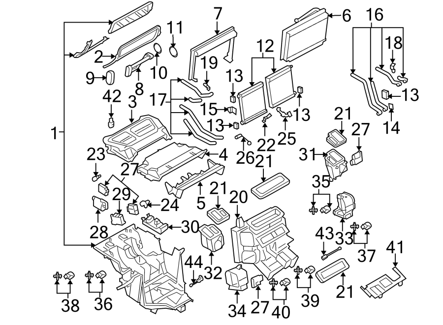 AIR CONDITIONER & HEATER. EVAPORATOR & HEATER COMPONENTS.