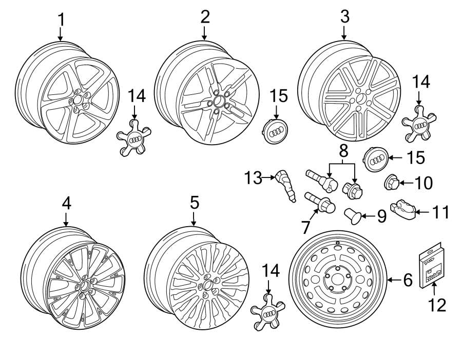 Diagram WHEELS. COVERS & TRIM. for your Audi SQ8  