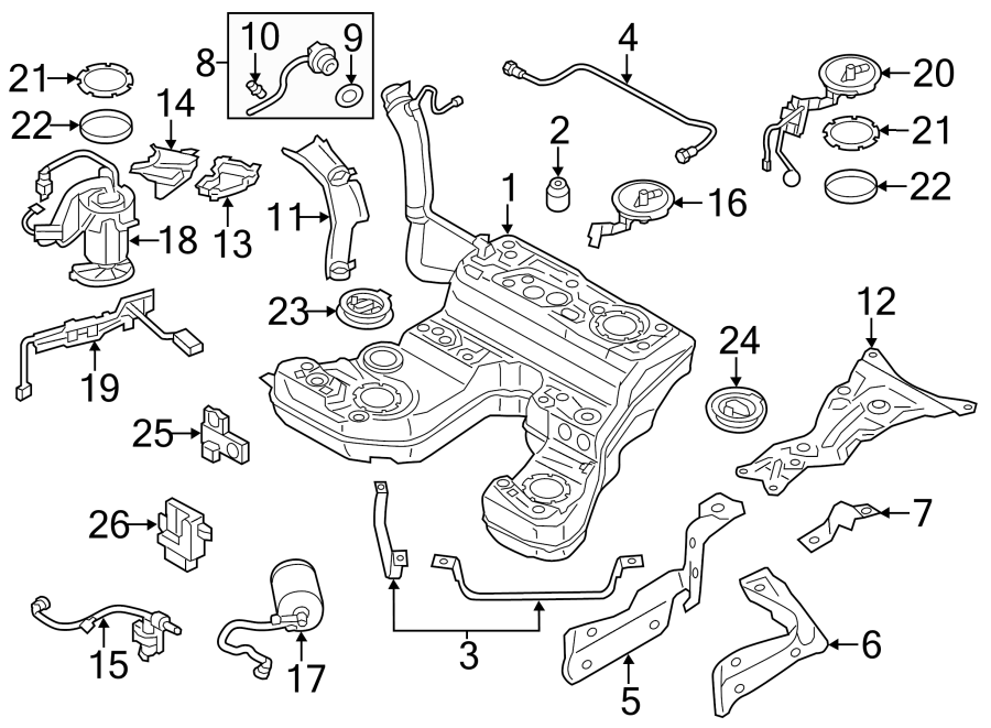 14Fuel system components.https://images.simplepart.com/images/parts/motor/fullsize/1362895.png