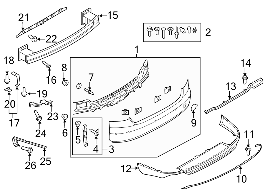 Diagram REAR BUMPER. BUMPER & COMPONENTS. for your Audi RS5  