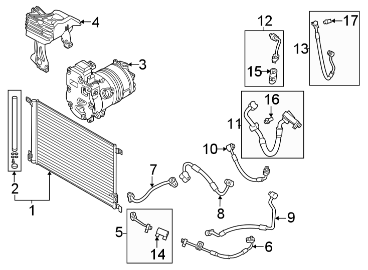 Air conditioner & heater. Compressor & lines. Condenser.