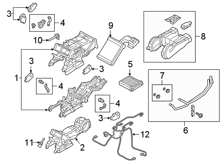 AIR CONDITIONER & HEATER. EVAPORATOR & HEATER COMPONENTS.