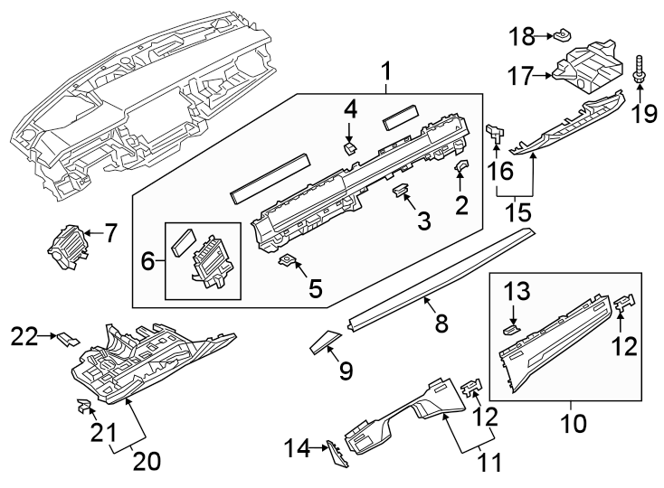 18Instrument panel components. Lower.https://images.simplepart.com/images/parts/motor/fullsize/1363480.png