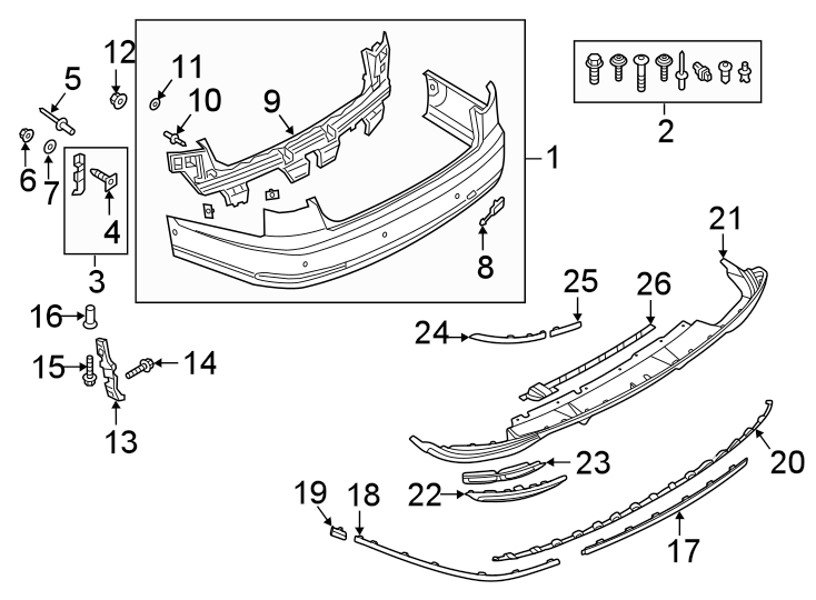 14Rear bumper. Bumper & components.https://images.simplepart.com/images/parts/motor/fullsize/1363923.png