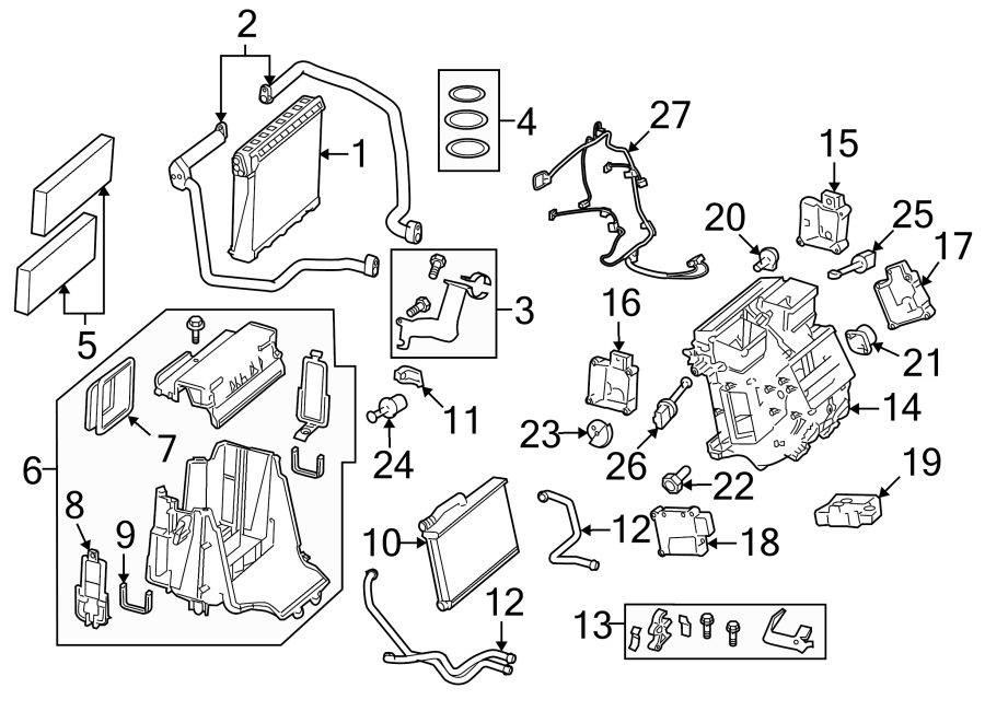 AIR CONDITIONER & HEATER. EVAPORATOR & HEATER COMPONENTS.