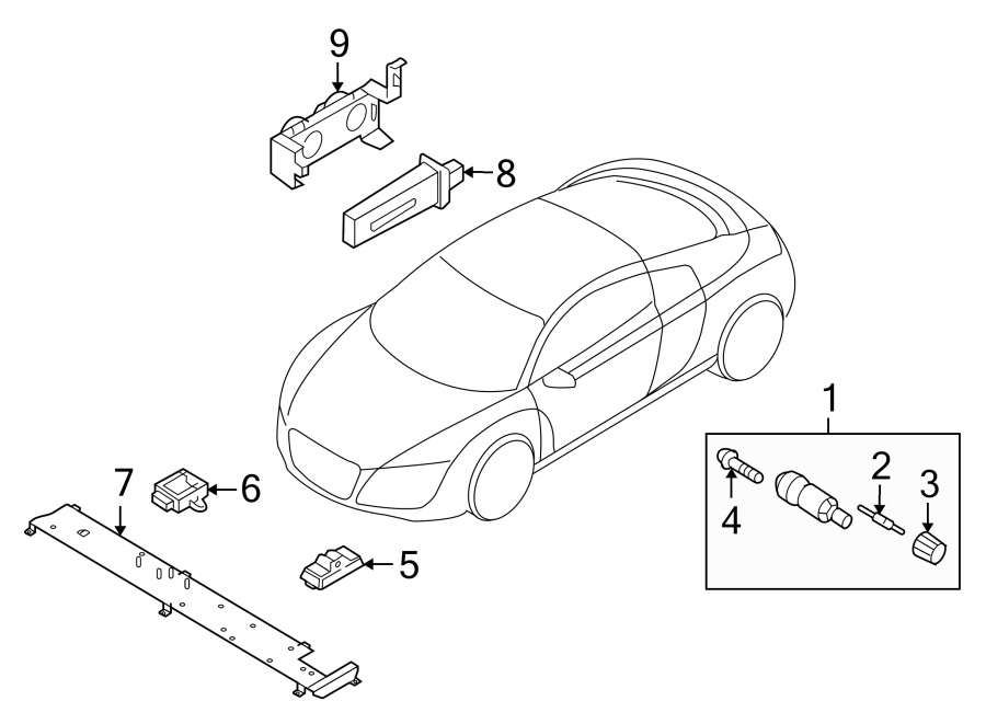 Diagram TIRE PRESSURE MONITOR COMPONENTS. for your Audi SQ5  