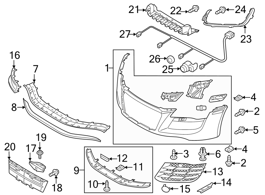 9FRONT BUMPER & GRILLE. COVER & COMPONENTS.https://images.simplepart.com/images/parts/motor/fullsize/1366005.png