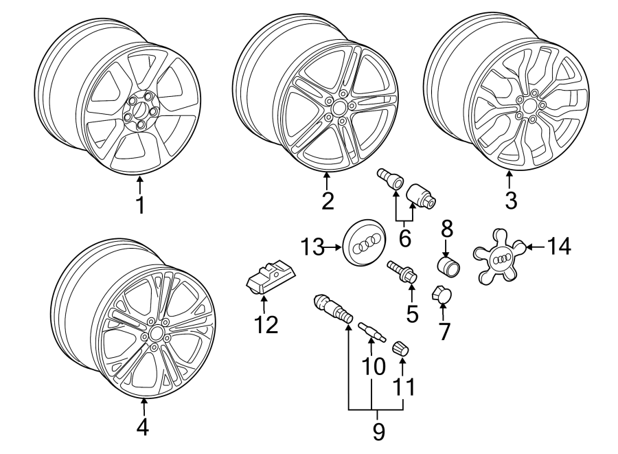 Diagram WHEELS. COVERS & TRIM. for your Audi SQ5  