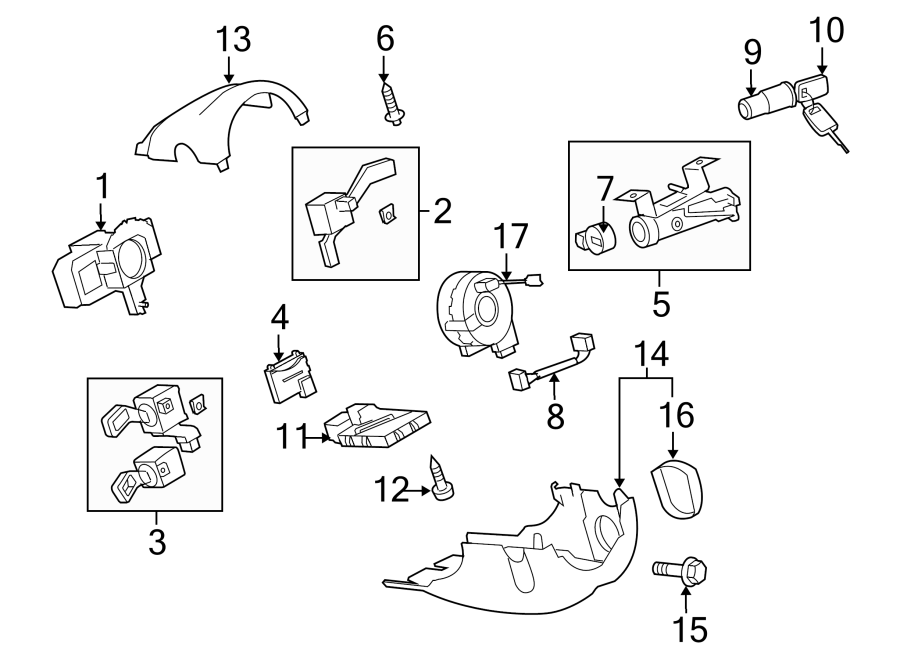 Diagram STEERING COLUMN. SHROUD. SWITCHES & LEVERS. for your Audi RS4  