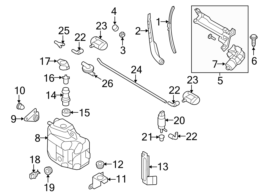 WINDSHIELD. WIPER & WASHER COMPONENTS.