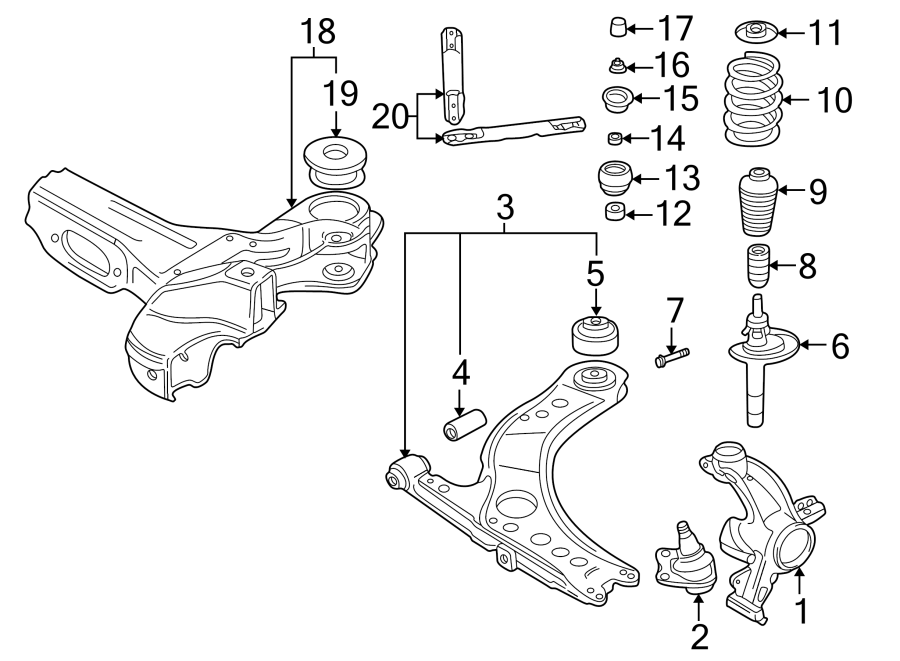 FRONT SUSPENSION. SUSPENSION COMPONENTS.