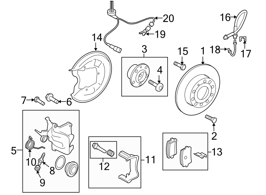 REAR SUSPENSION. BRAKE COMPONENTS.