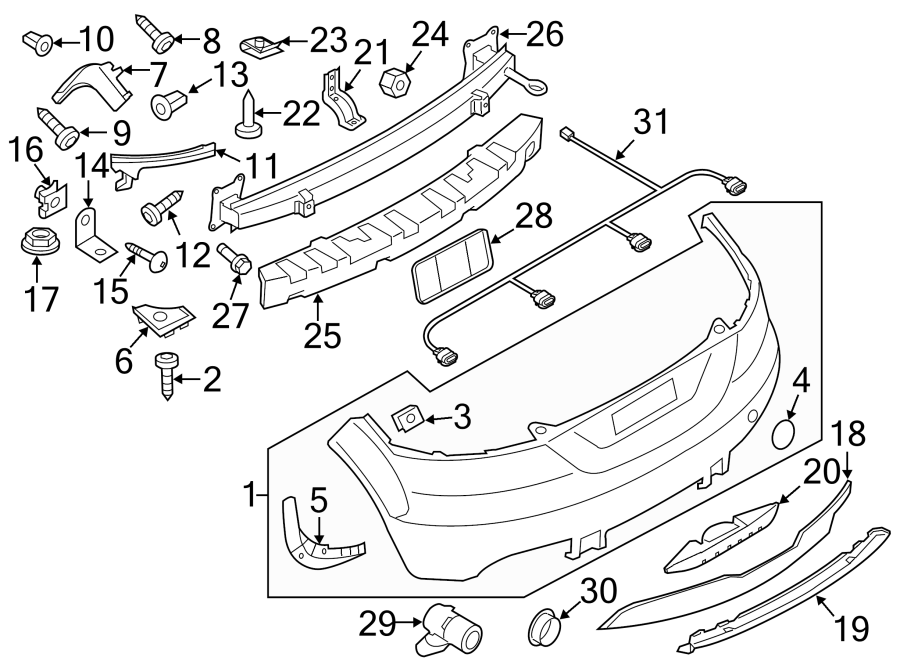 27Rear bumper. Bumper & components.https://images.simplepart.com/images/parts/motor/fullsize/1371755.png