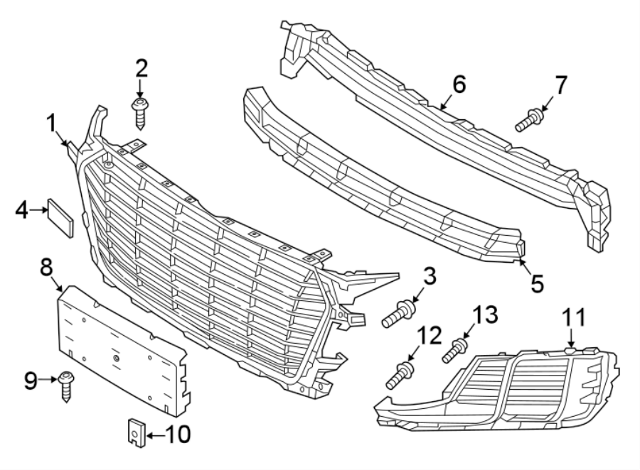 5FRONT BUMPER & GRILLE. GRILLE & COMPONENTS.https://images.simplepart.com/images/parts/motor/fullsize/1372015.png