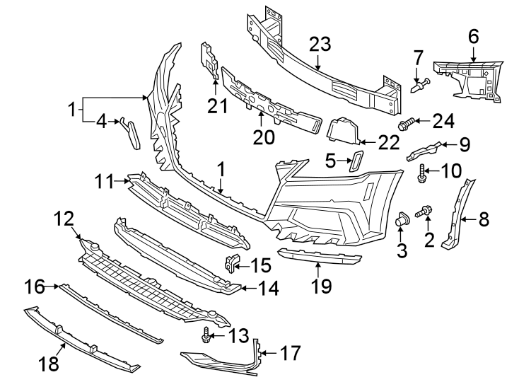 6FRONT BUMPER & GRILLE. BUMPER & COMPONENTS.https://images.simplepart.com/images/parts/motor/fullsize/1372023.png