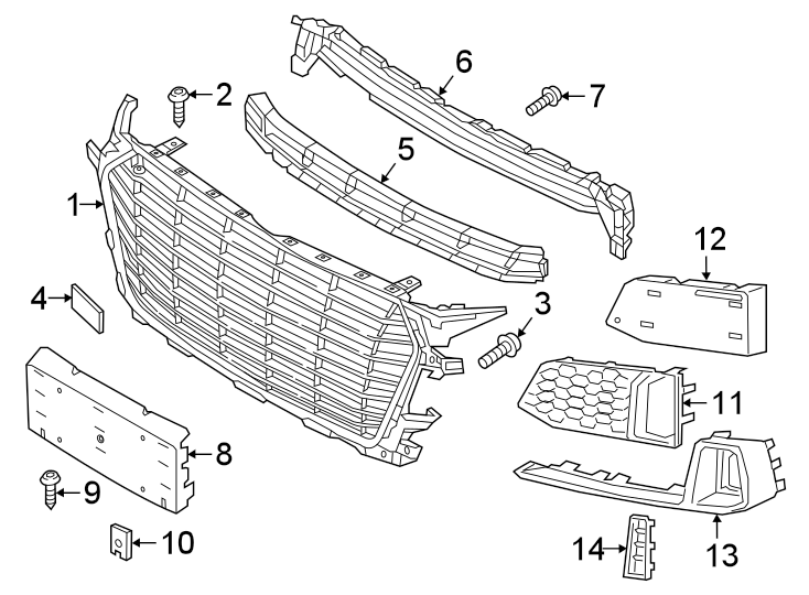 5FRONT BUMPER & GRILLE. GRILLE & COMPONENTS.https://images.simplepart.com/images/parts/motor/fullsize/1372027.png