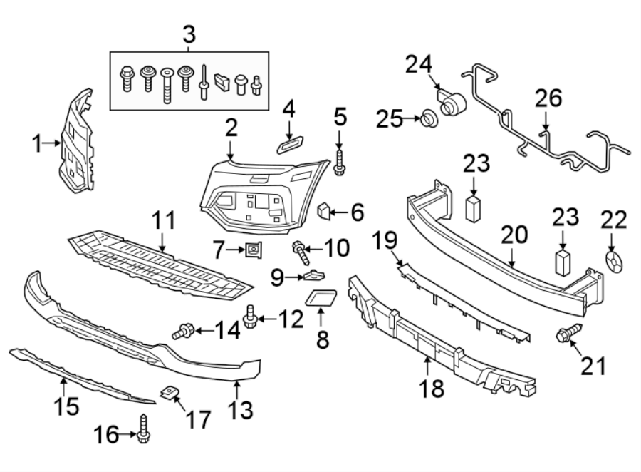 22FRONT BUMPER & GRILLE. BUMPER & COMPONENTS.https://images.simplepart.com/images/parts/motor/fullsize/1375008.png