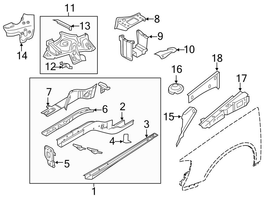 18FENDER. STRUCTURAL COMPONENTS & RAILS.https://images.simplepart.com/images/parts/motor/fullsize/1375130.png